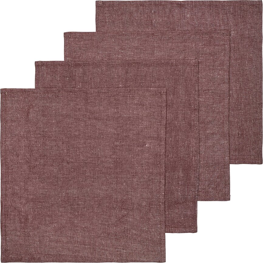 Serviettes de table en tissu Hale 35 x 35 cm, marron, lot de 4