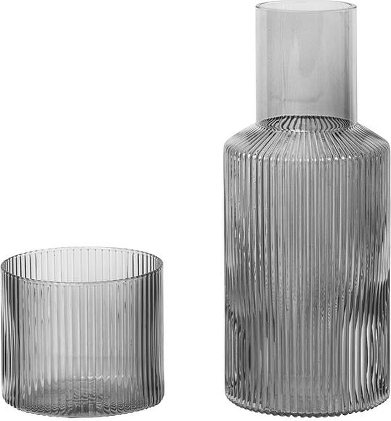 Set de Garrafa y Vaso Ripple, de cristal ahumado, 2 piezas