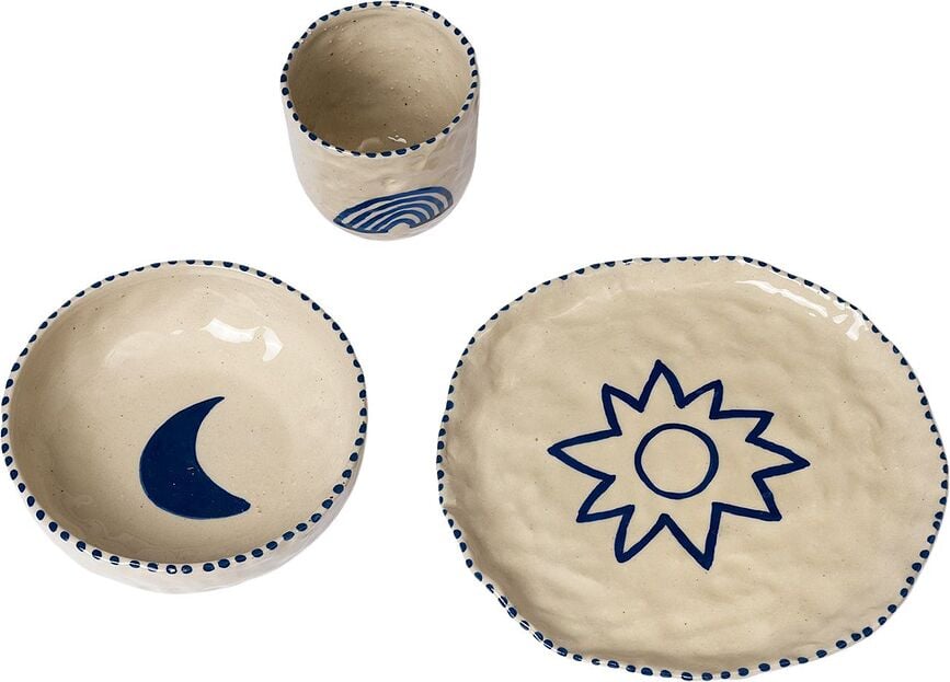 Vajilla infantil Naive, azul, Set de 3 piezas