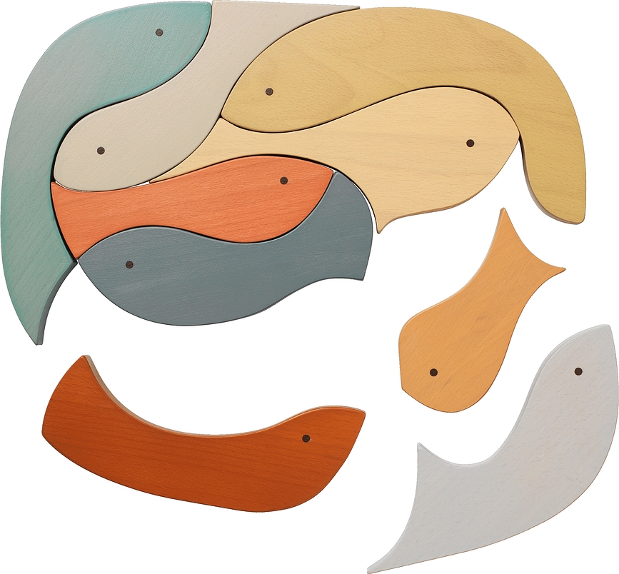 Shoal Puzzle en bois, motif poissons
