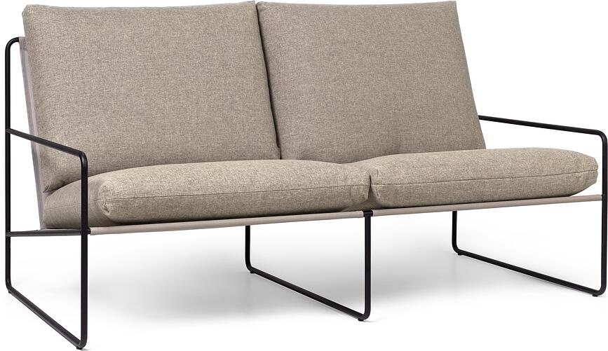 Sofa ogrodowa Desert Sand podwójna z czarną ramą