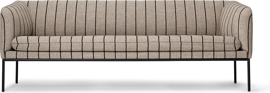 Sofa trzyosobowa Turn w paski beżowo-czarna