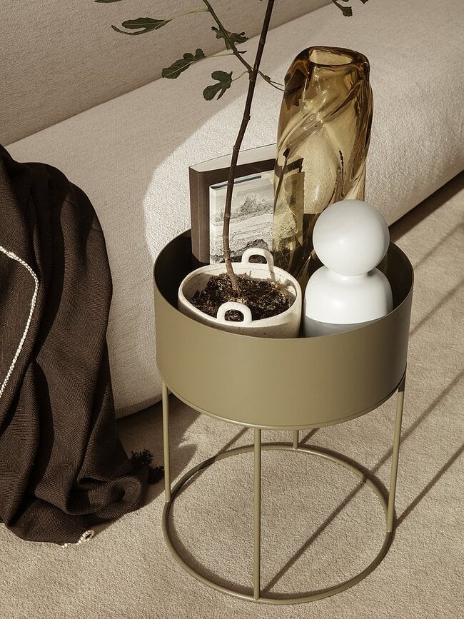 Macetero Plant Box, redondo, gris claro