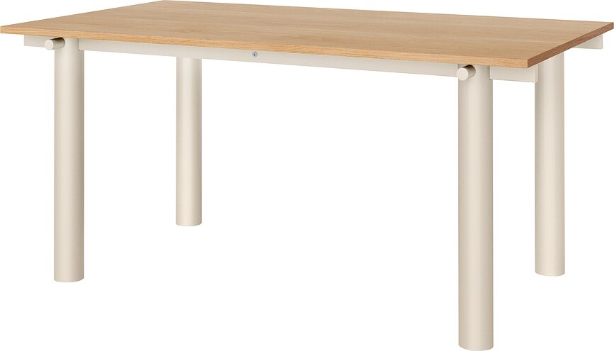 Stôl Atura 90 x 160 cm s bledým rámom a doskou z prírodného duba