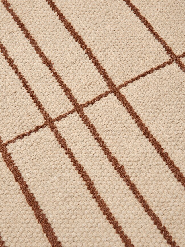 Tappeto Sen a quadri 80 x 200 cm, beige-blu navy