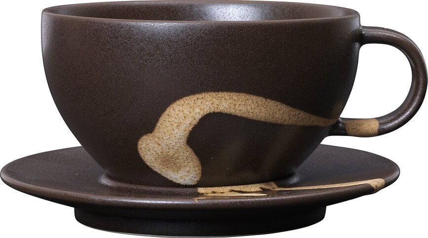 Taza con platillo Koyo, marrón oscuro