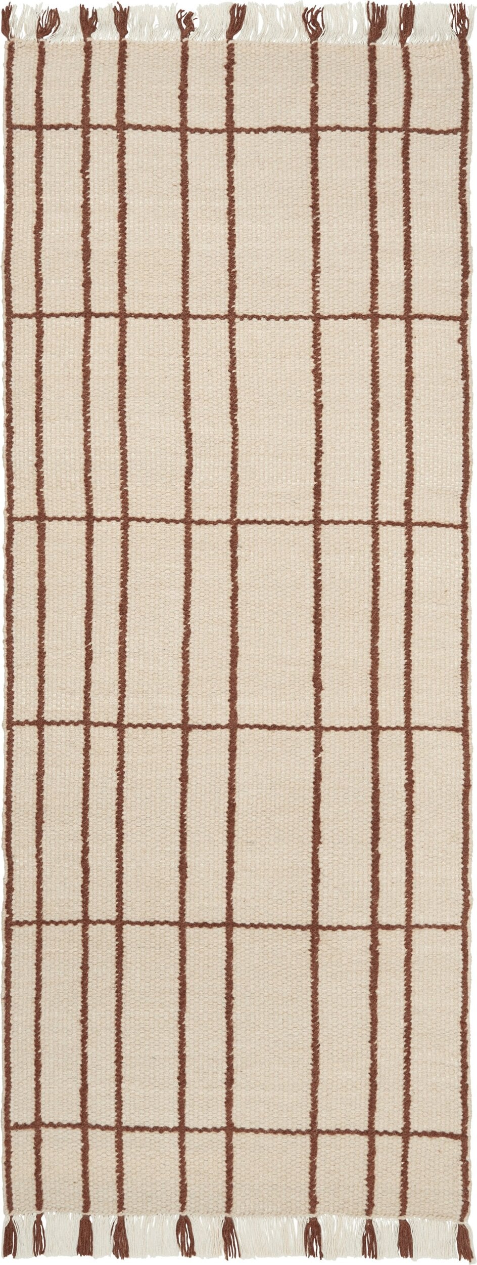 Teppichläufer Sen kariert 80 x 200 cm, beige-braun