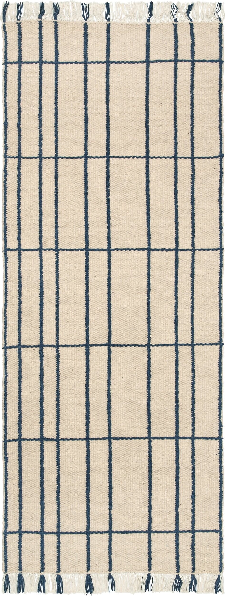 Teppichläufer Sen kariert 80 x 200 cm, beige-marineblau