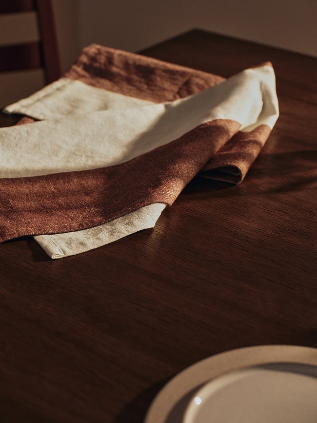 Torchon de cuisine Hale à rayures 50 x 70 cm, marron et vert citron