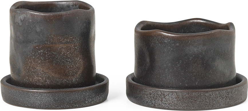 Uneru Cache-pots mini, noirs, Lot de 2