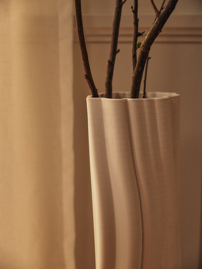 Vase Rylith 70 cm, blanc cassé
