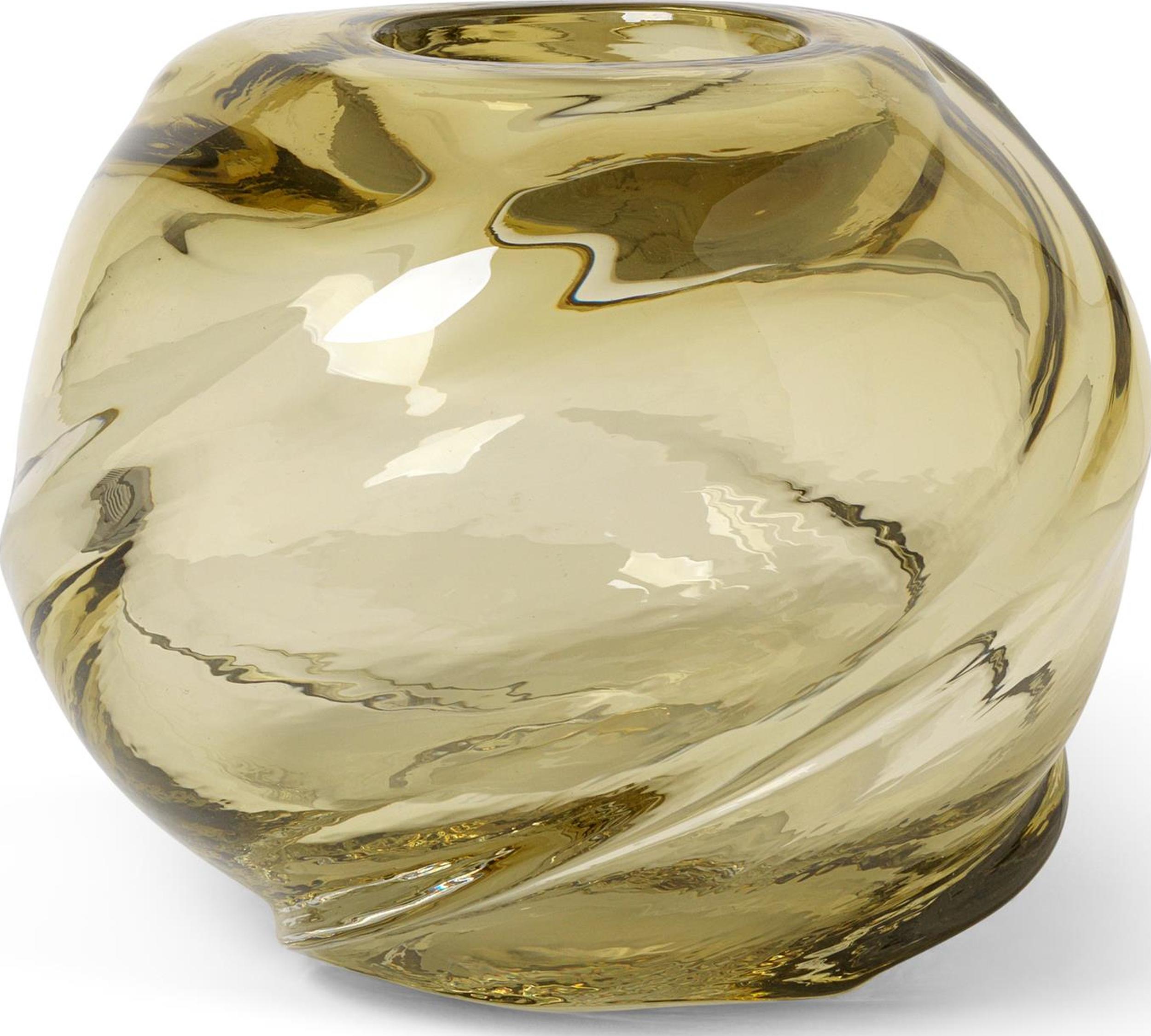 Water Swirl Vase rund hellgelb
