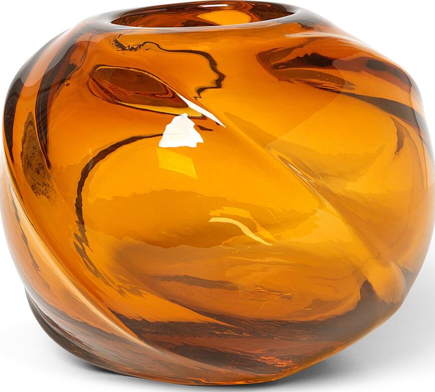 Water Swirl Vase rund orangefarben