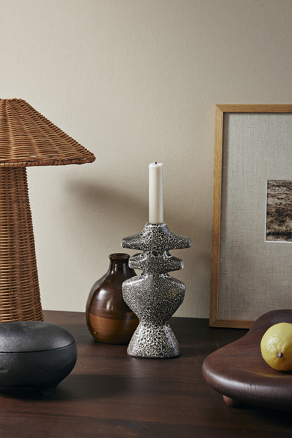 Yara Κηροπήγιο για κλασικό κερί, ύψος 19,5 cm, καφέ