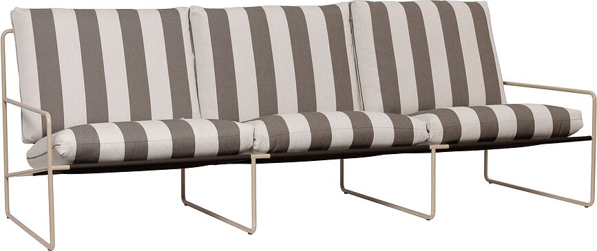 Záhradná pohovka Desert Stripe trojitá s béžovým rámom
