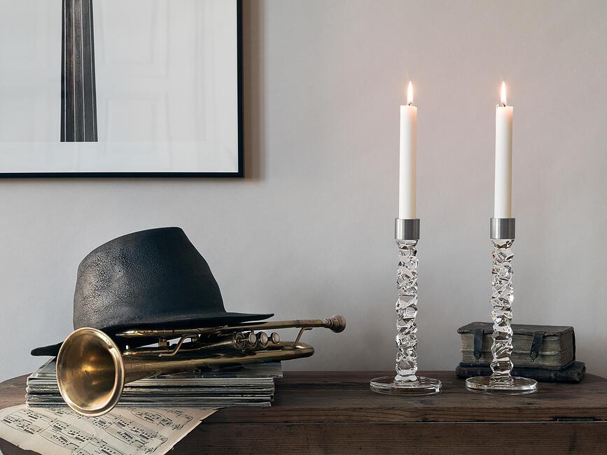 Candelabros para velas clásicas Carat, 24,2 cm, plateados, 2 unidades