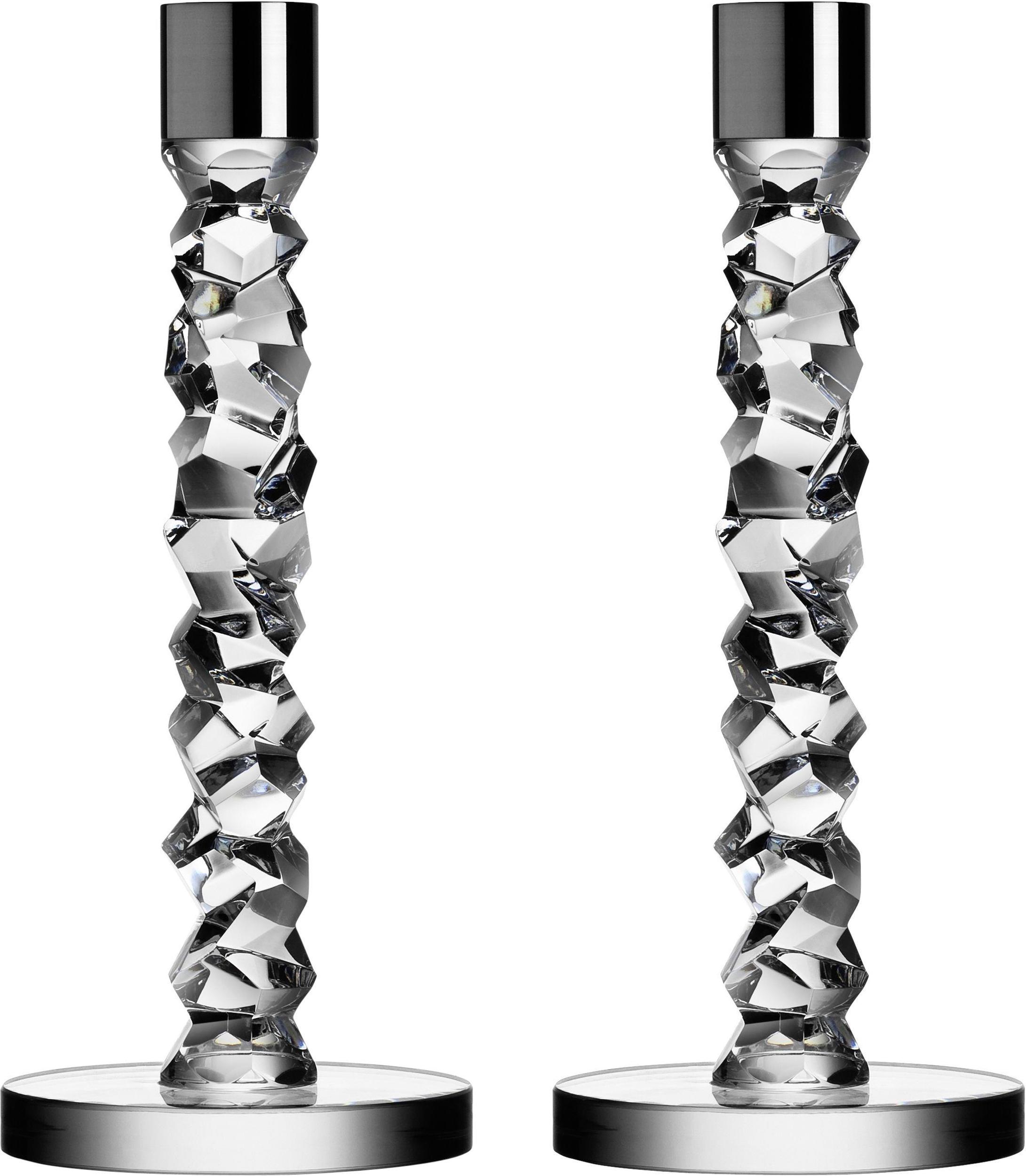 Carat Kerzenständer für klassische Kerzen 24,2 cm silberfarben 2 St.