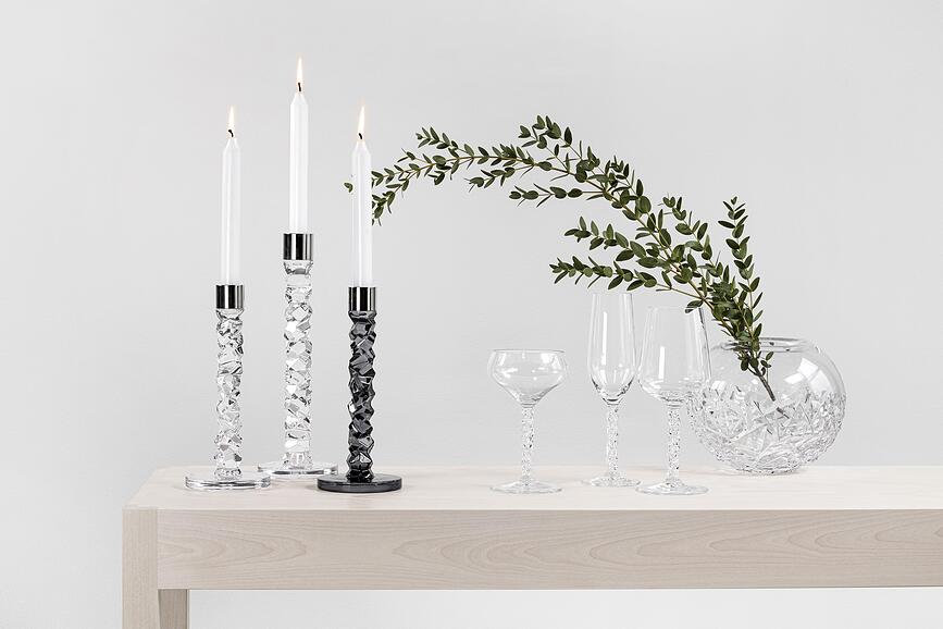 Candelero Carat, 29,7 cm, plateado, para vela clásica