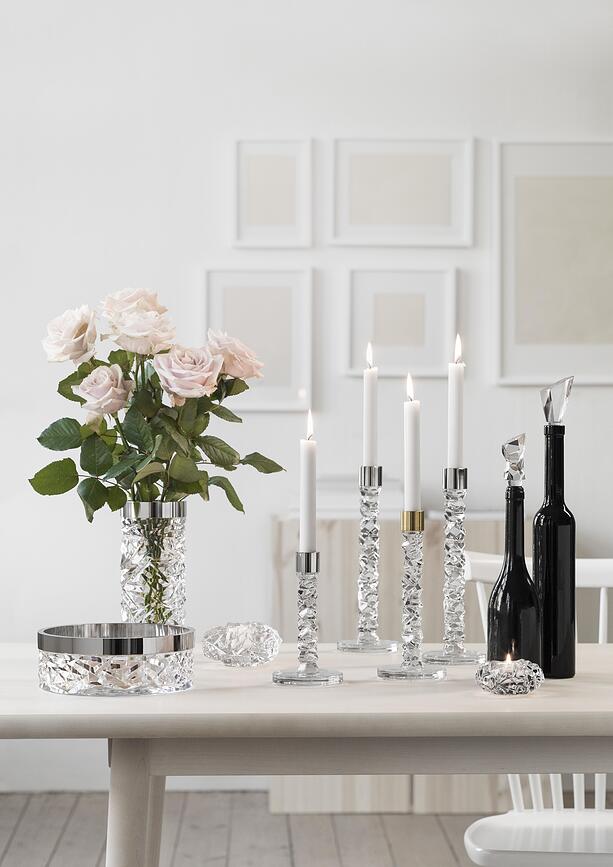 Candelero Carat, 29,7 cm, plateado, para vela clásica