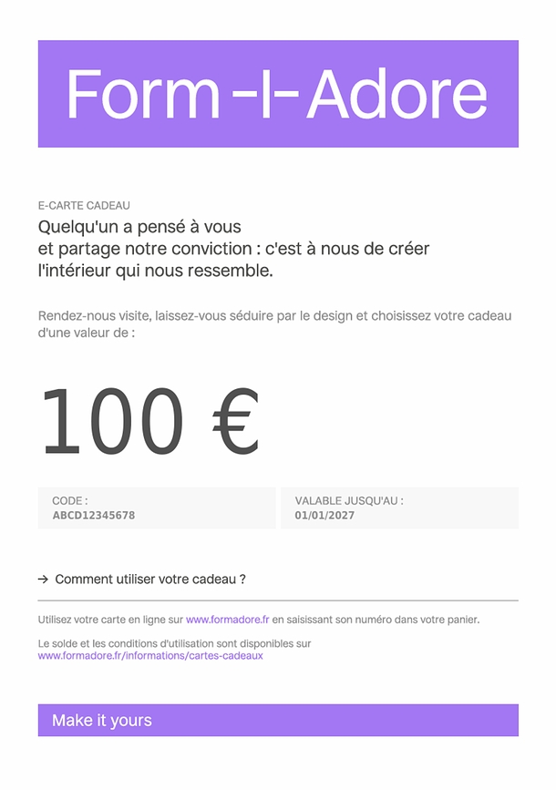 FormAdore.fr E-Carte Cadeau, 500 EUR