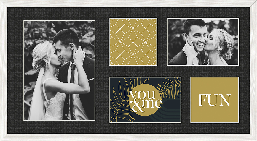 Kyoto Cadre Photo Multiple pour 5 photos, 27 x 51 cm, avec passe-partout noir