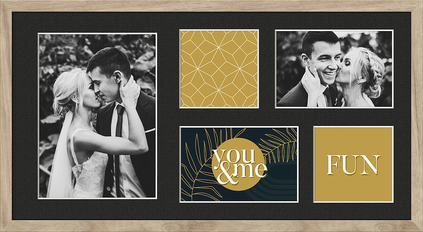 Kyoto Frame for 5 photos 27 x 51 cm beige with black mount