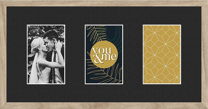 Kyoto Κορνίζα για 3 φωτογραφίες, 23 x 46 cm, μπεζ, με μαύρο πασπαρτού