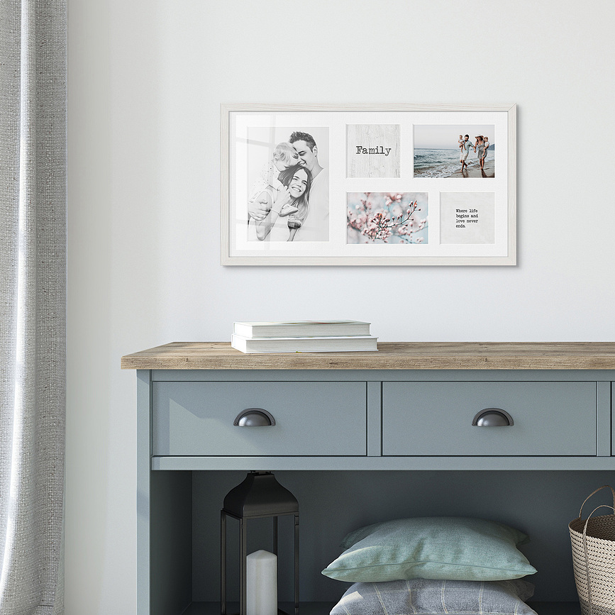 Kyoto Κορνίζα για 5 Φωτογραφίες, 27 x 51 cm, λευκή, με λευκό πασπαρτού