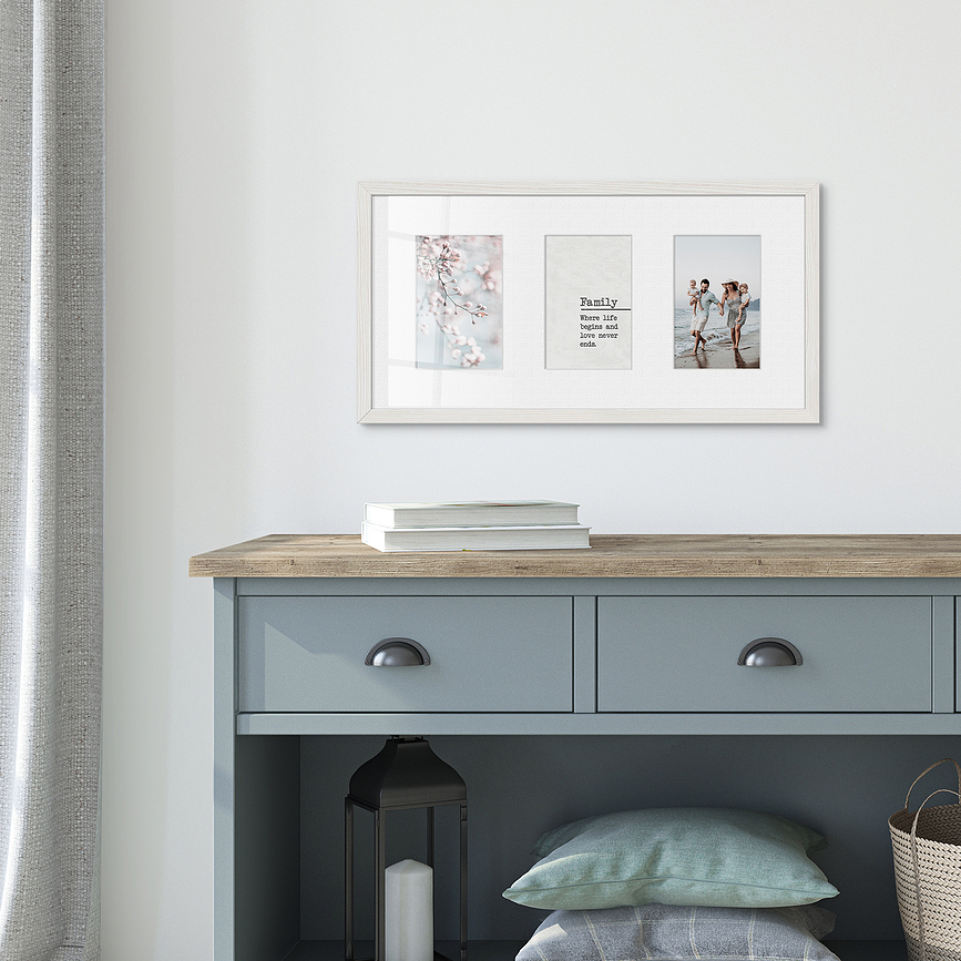 Kyoto Okvir za fotografije za 3 fotografije, 23 x 46 cm, rjav, z belim paspartujem