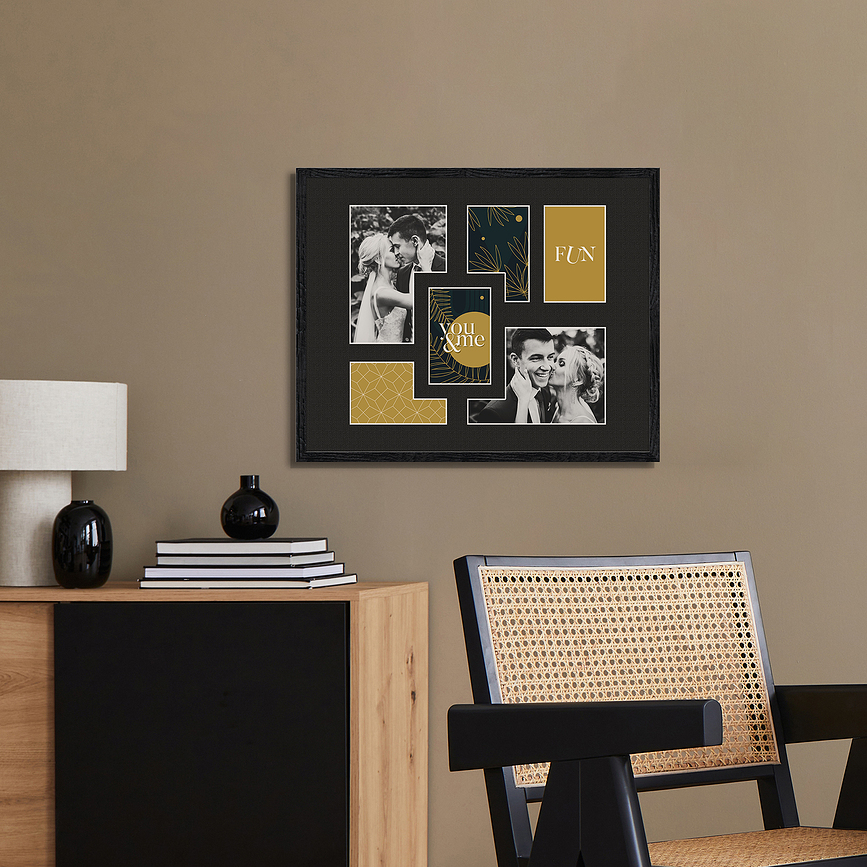 Kyoto Okvir za slike 40 x 50 cm crni s crnim passepartoutom za 6 fotografija