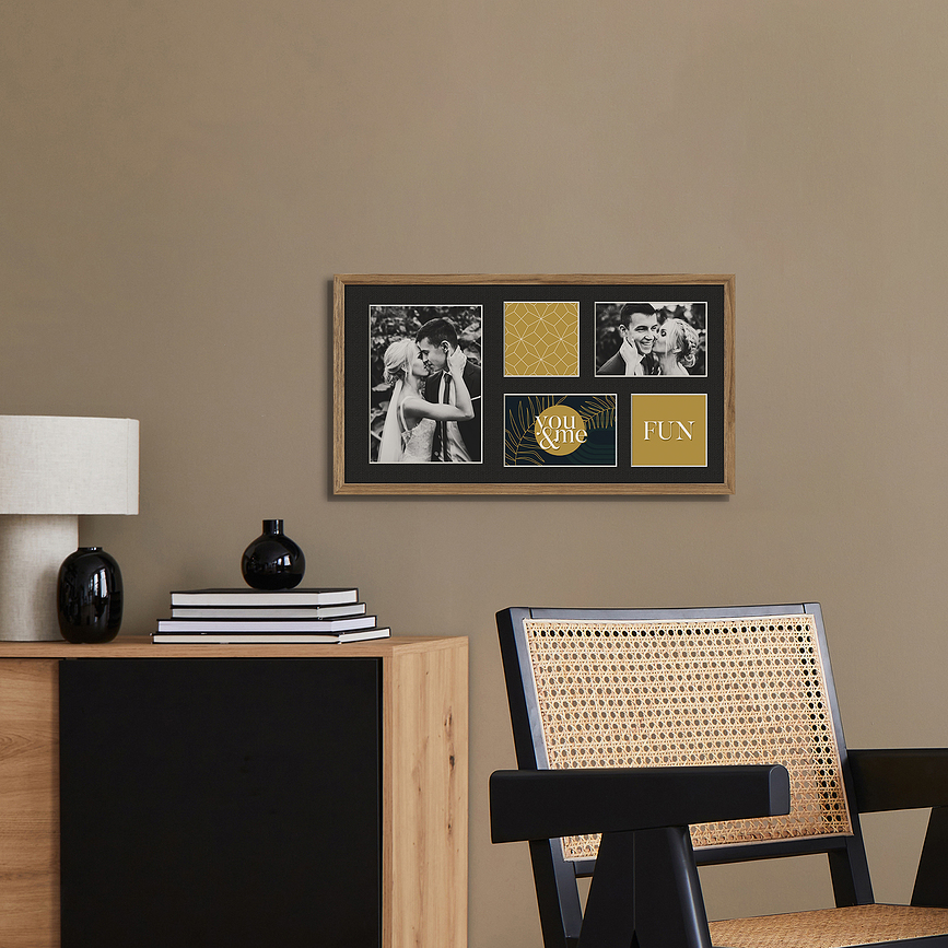 Kyoto Okvir za 5 slik, 27 x 51 cm, rjav, s črnim paspartujem