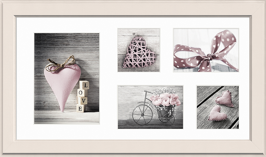 Malmo Cadre Photo multi-vues pour 5 photos, 27 x 51 cm, rose pâle