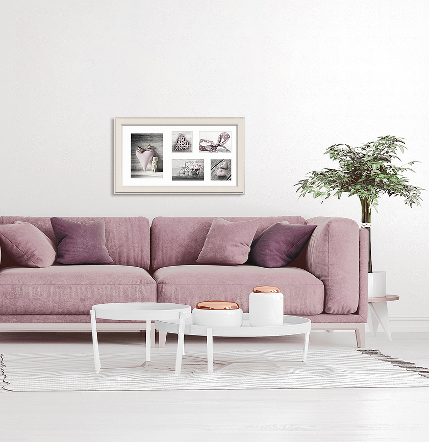 Malmo Okvir za 5 slik, 27 x 51 cm, svetlo roza