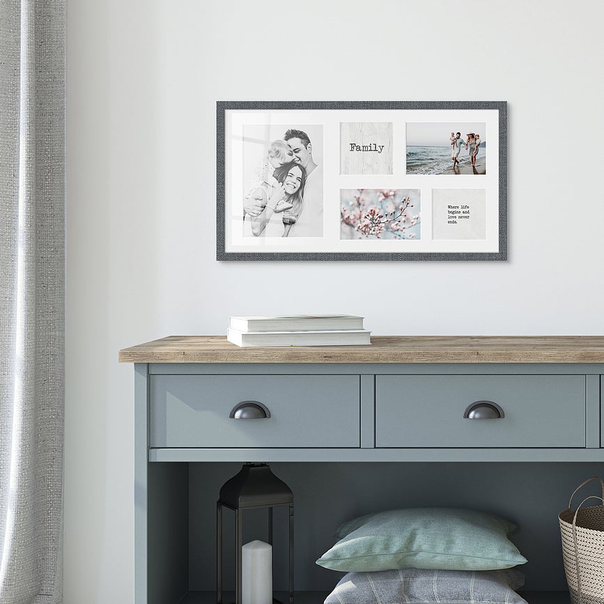 Marco Múltiple Kyoto para 5 Fotos, 27 x 51 cm, blanco, con paspartú blanco