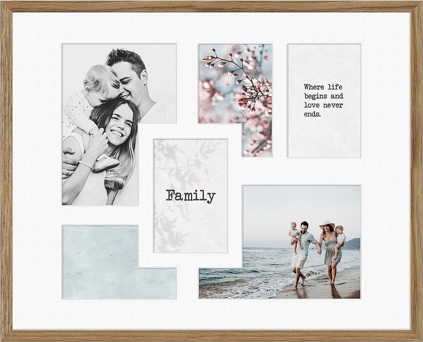 Marco de Fotos Múltiple Kyoto para 6 fotos, 40 x 50 cm, con paspartú blanco