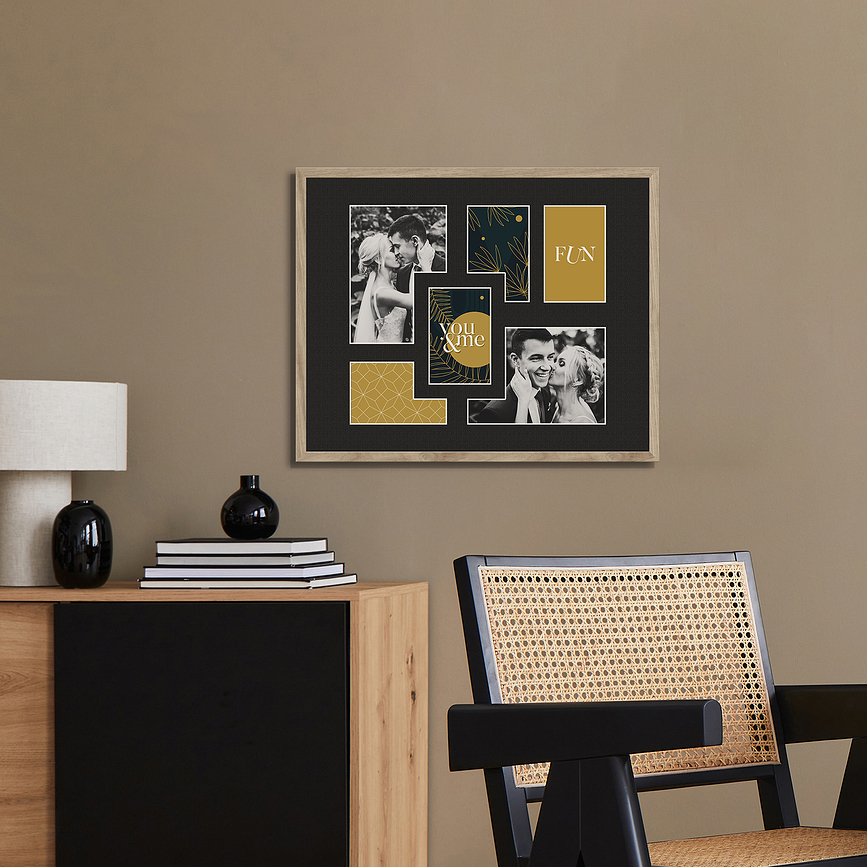 Marco de Fotos Múltiple Kyoto para 6 fotos, 40 x 50 cm, negro con paspartú negro