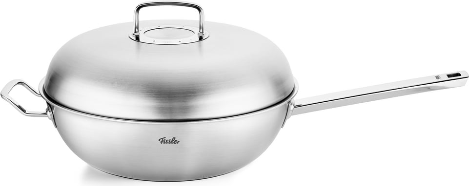 Wok Original Profi Collection 32 cm stalowy z uchwytem i pokrywką