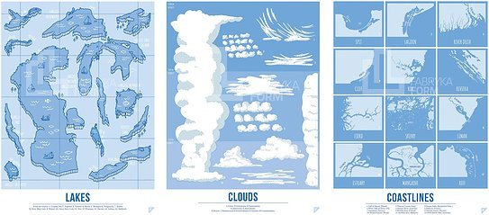 Plakat Lakes, Clouds i Coastlines w zestawie 3 szt.