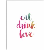 Plakat typograficzny Eat Drink Love 21 x 30 cm