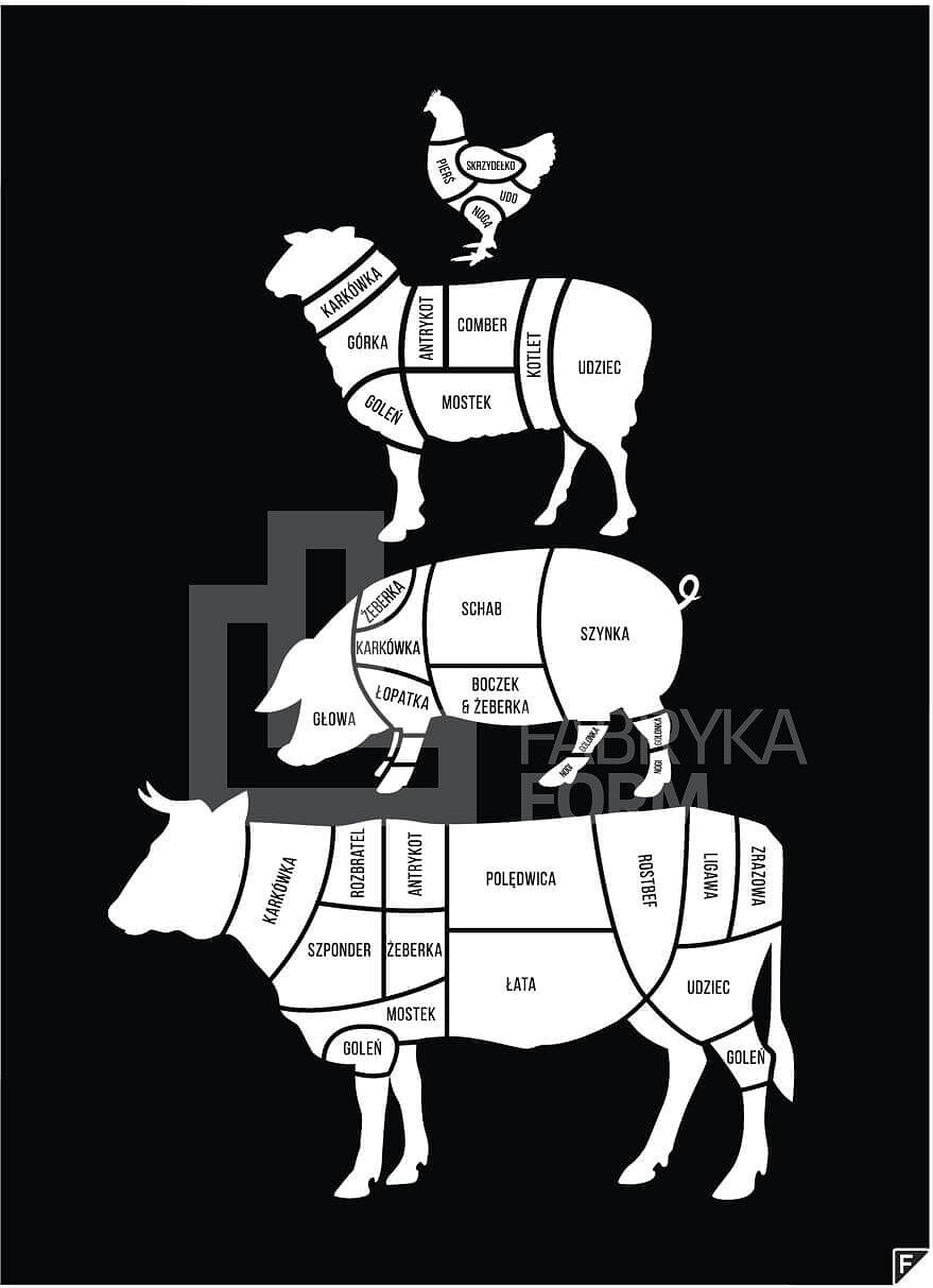 Plakat U Rzeźnika czarny 30 x 40 cm