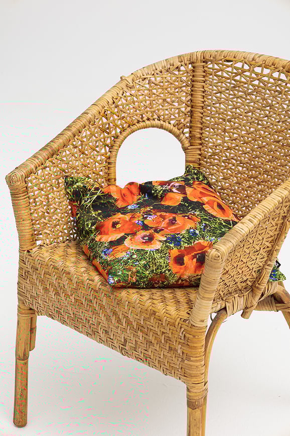 Cojín Hayka, 40 x 40 cm, estampado de amapolas, con relleno de cáscaras de trigo sarraceno