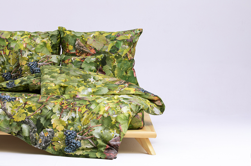 Funda Nórdica individual Hayka, estampado viñedo, 135 x 200 cm, con funda de almohada 70 x 80 cm