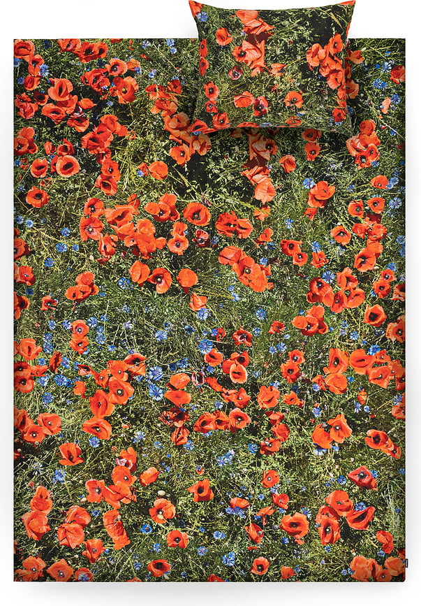 Hayka Bettwäsche 135 x 200 cm Mohnblumen einzeln mit Kissenbezug 70 x 80 cm