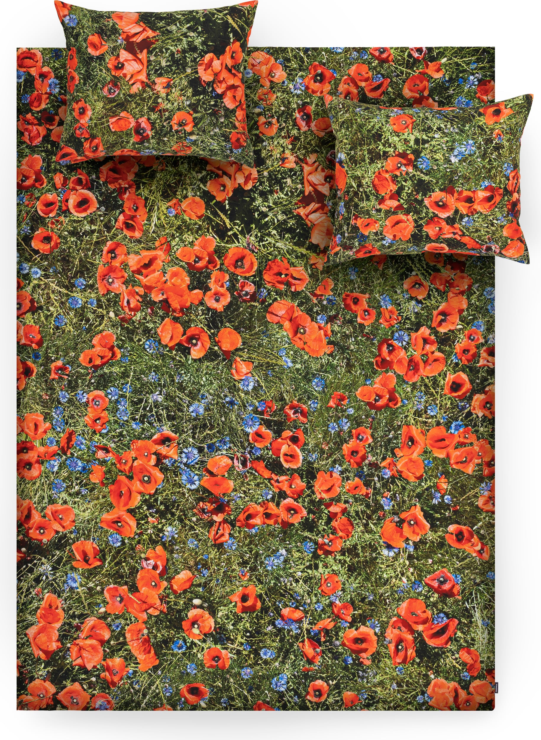Hayka Bettwäsche 200 x 200 cm Mohnblumen doppelt mit 2 Kopfkissenbezügen 70 x 80 cm