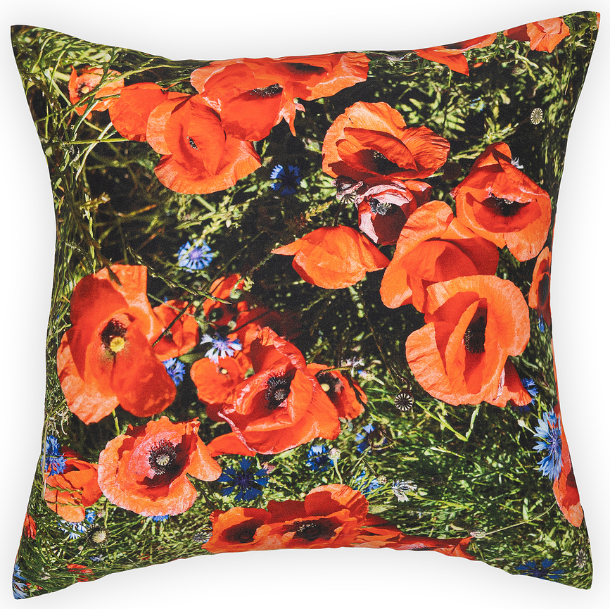 Hayka Coussin Décoratif, 40 x 40 cm, motif coquelicots