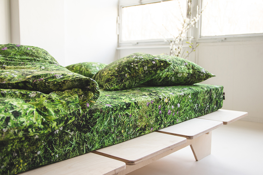 Hayka Drap Housse 140 x 200 cm, motif pré alpin