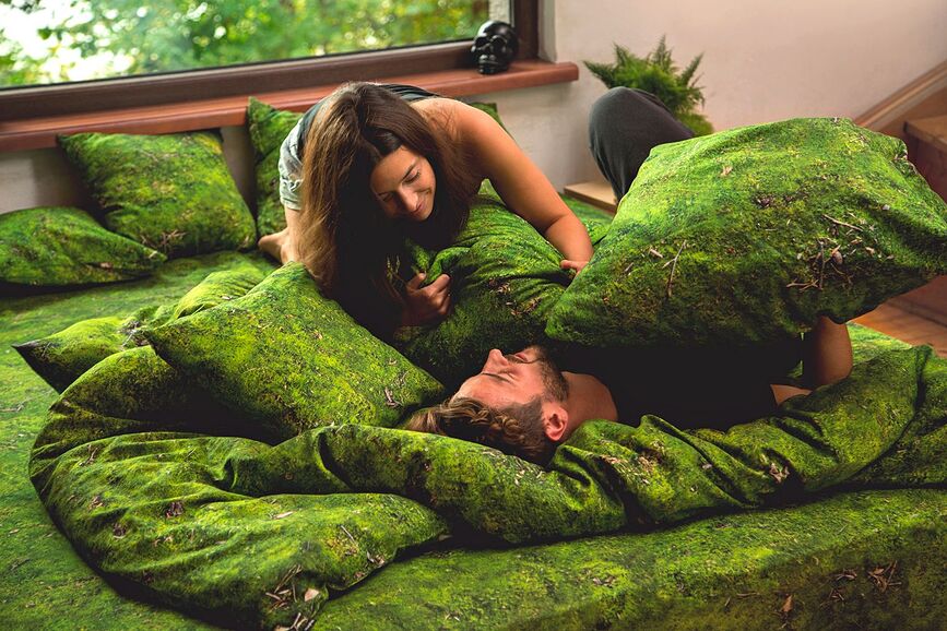 Hayka Housse de couette imprimé mousse, 220 x 240 cm