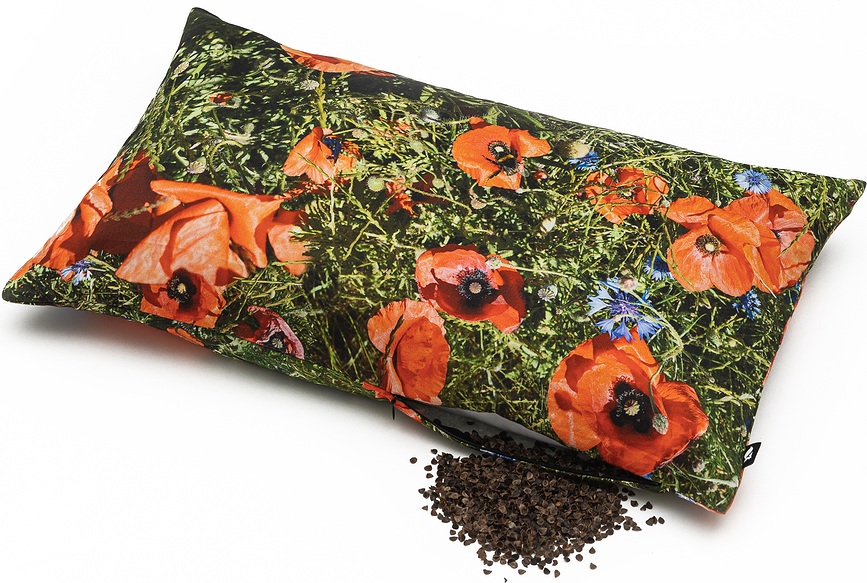 Hayka Pillow 50 x 30 cm poppies with buckwheat husk filling