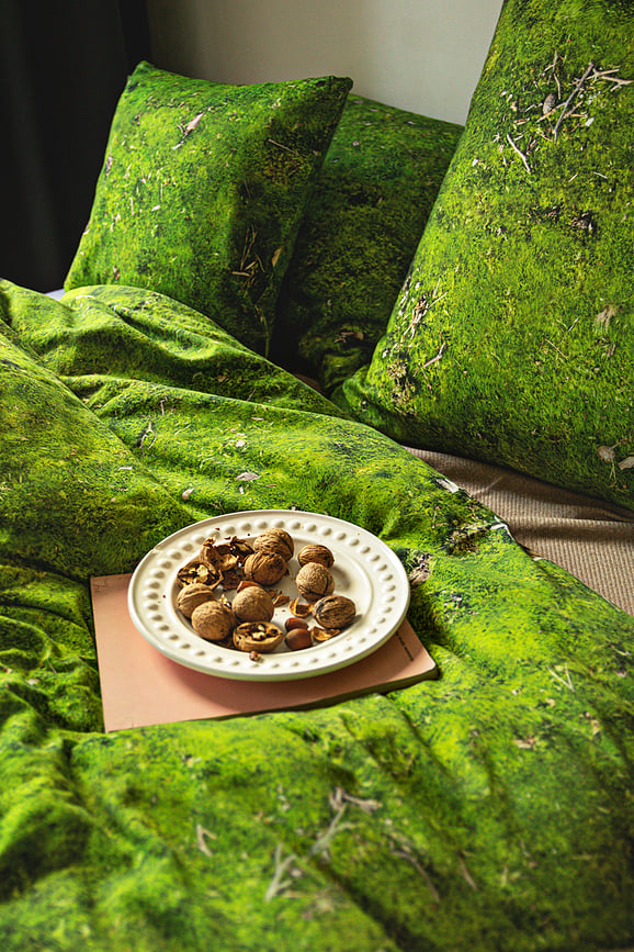 Funda Nórdica Hayka, estampado musgo, 135 x 200 cm, individual