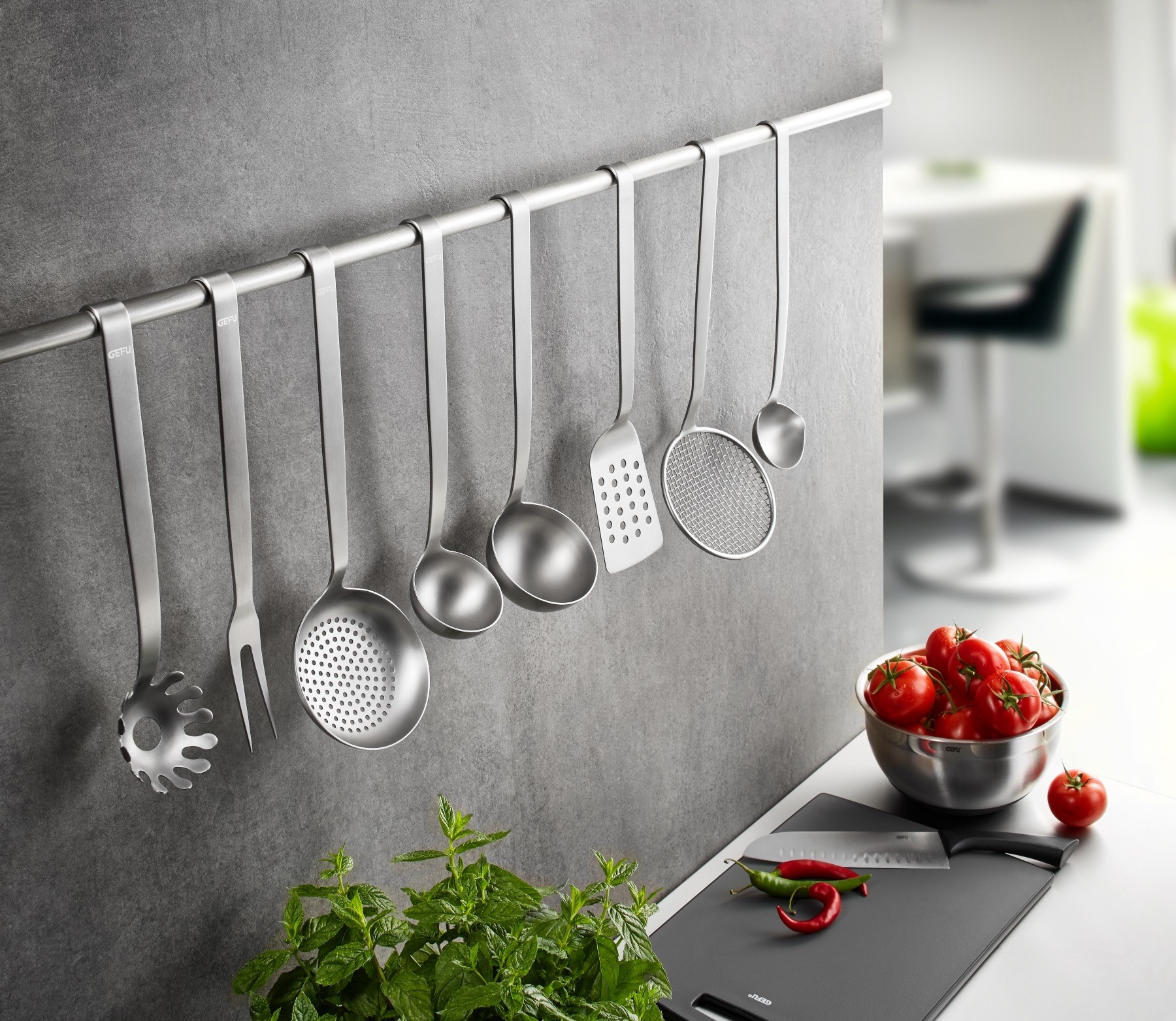 Unique strainer spoon for blanching and draining.